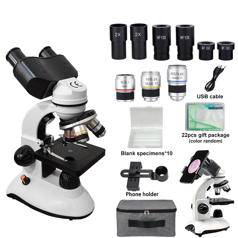 Microscope Compound 40X - Microscope composé binoculaire pour étudiants, microscope