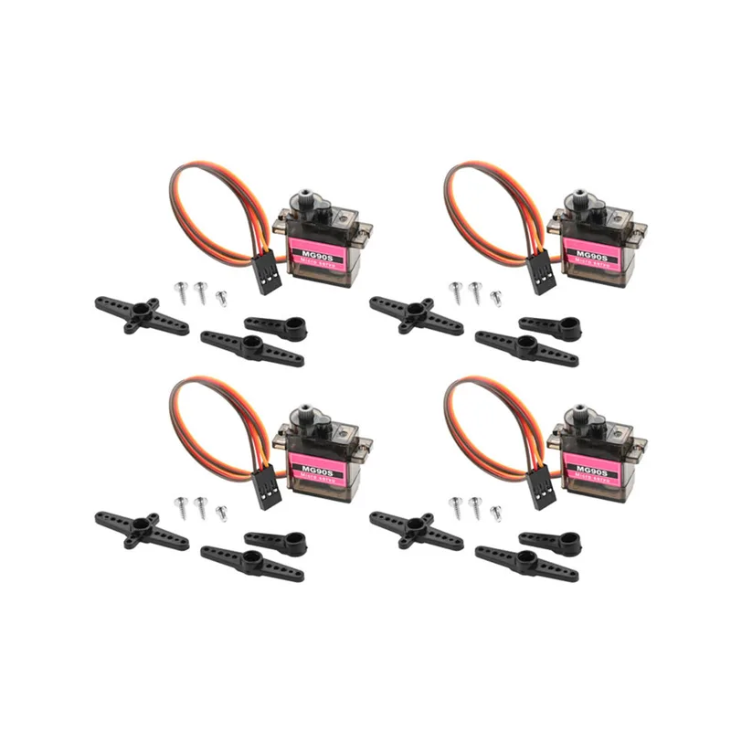 Robot Arm Motor - 4 micro-servomoteurs à engrenages métalliques 90°
