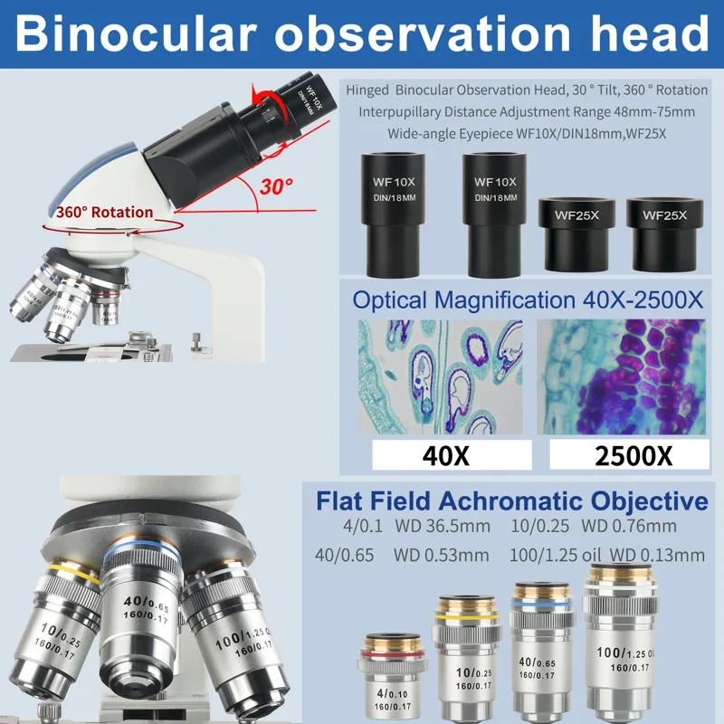Microscope composé binoculaire - Microscope Compound 40X avis et prix